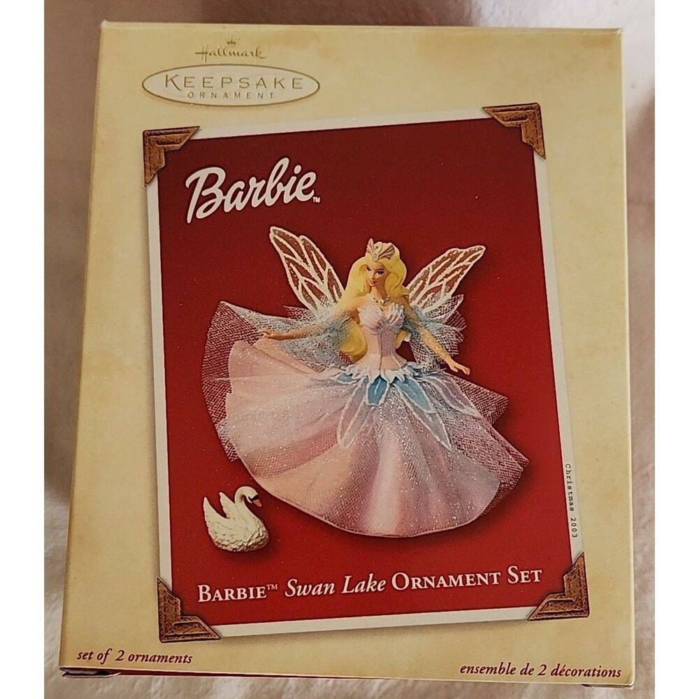 2003 Hallmark Keepsake Barbie as Swan Lake Ornament Set of 2 Collector Christmas